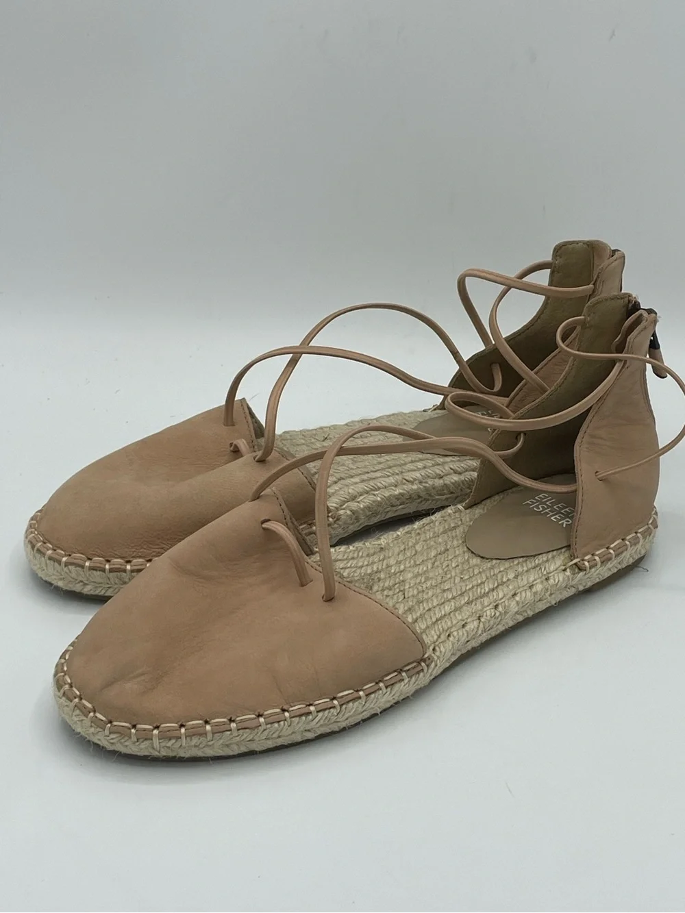Eileen Fisher Blush Pink Suede Espadrille Slingback Sandals.